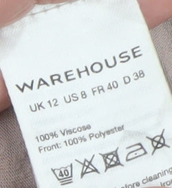 Warehouse Women’s Beige Floral Short Sleeve Viscose T-Shirt Size 12