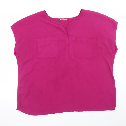 Bonmarché Women’s Pink Sleeveless V-Neck Blouse Size 22