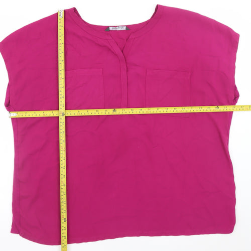 Bonmarché Women’s Pink Sleeveless V-Neck Blouse Size 22