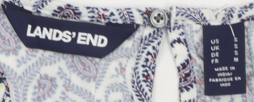 Lands' End Women's Blue Paisley Long Sleeve Tunic Blouse Size S
