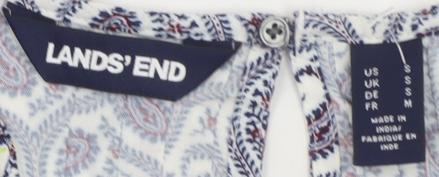Lands' End Women's Blue Paisley Long Sleeve Tunic Blouse Size S