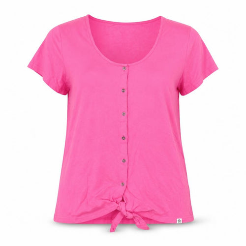 TOG24 Womens Pink Cotton Button Front Scoop Neck T-Shirt Size 12