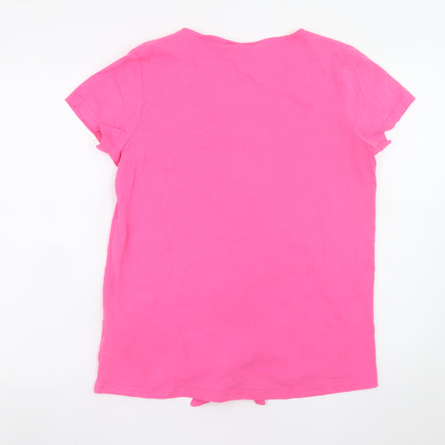 TOG24 Womens Pink Cotton Button Front Scoop Neck T-Shirt Size 12