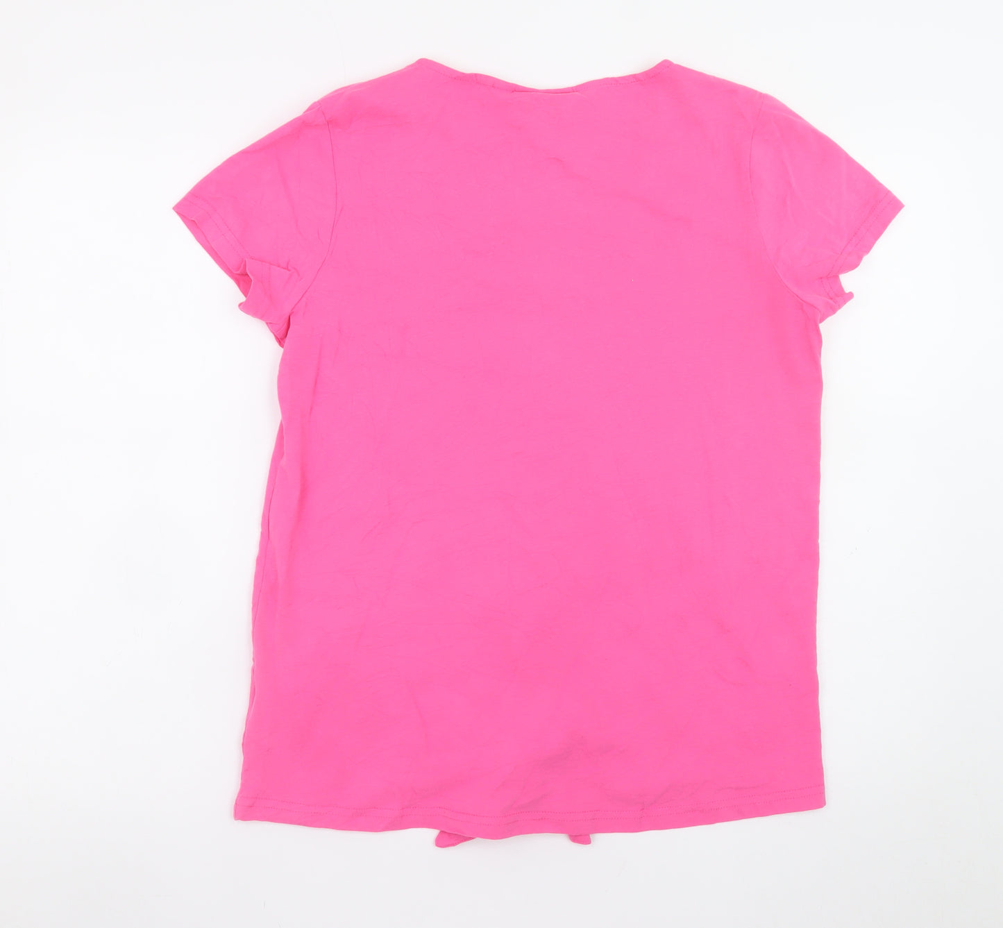 TOG24 Womens Pink Cotton Button Front Scoop Neck T-Shirt Size 12