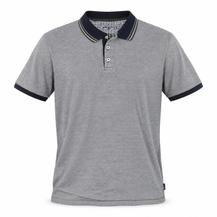 Ted Baker Men's Grey Striped Cotton Polo Shirt Size L