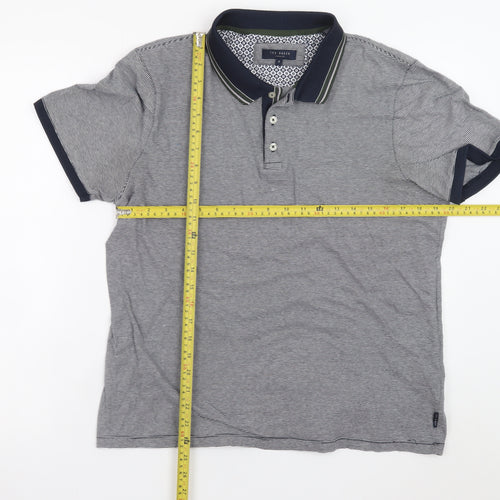 Ted Baker Men's Grey Striped Cotton Polo Shirt Size L