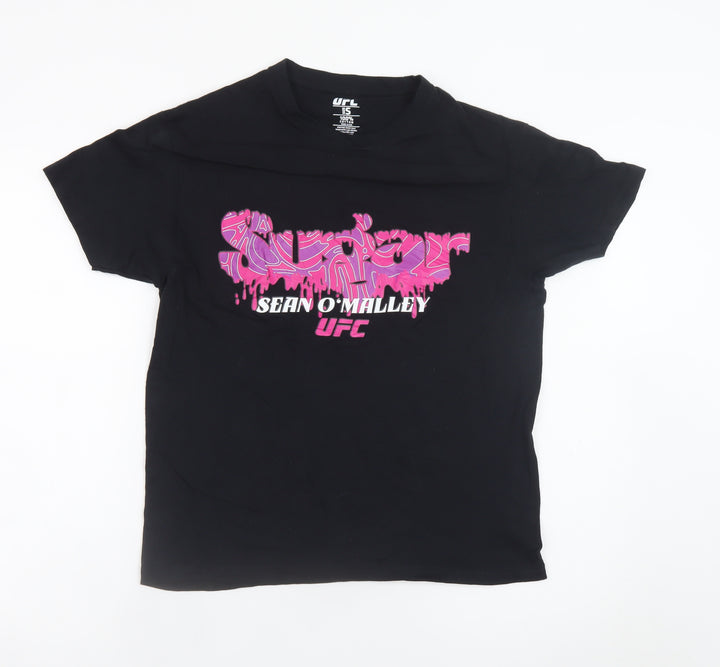 UFC Women's Black Short Sleeve T-Shirt Size S Cotton Sports Top