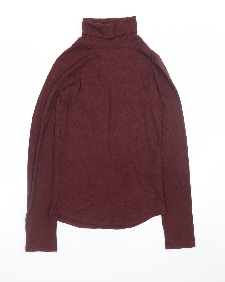 A.L.E. Women’s Burgundy Long Sleeve Roll Neck Jersey Top Size L
