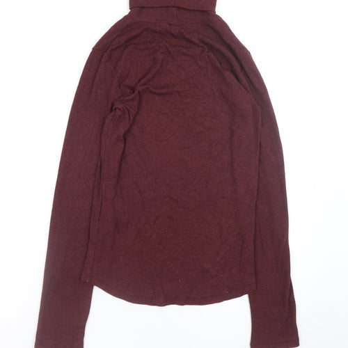 A.L.E. Women’s Burgundy Long Sleeve Roll Neck Jersey Top Size L