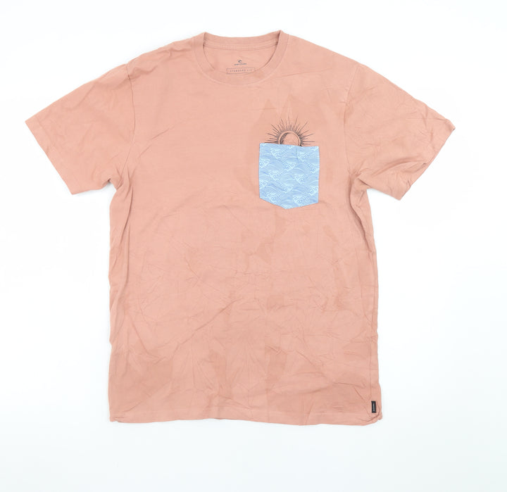 Rip Curl Men’s Beige Graphic Pocket Regular Fit Cotton T-Shirt M