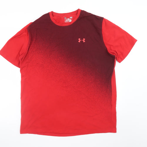Under Armour Men's Red Gradient HeatGear T-Shirt Size L Loose Fit