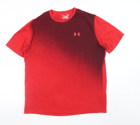 Under Armour Men's Red Gradient HeatGear T-Shirt Size L Loose Fit