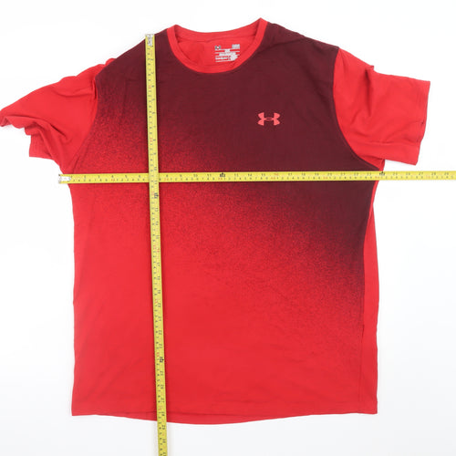 Under Armour Men's Red Gradient HeatGear T-Shirt Size L Loose Fit