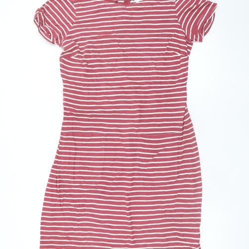 White Stuff Women Red Striped Cotton T-Shirt Dress Size 14