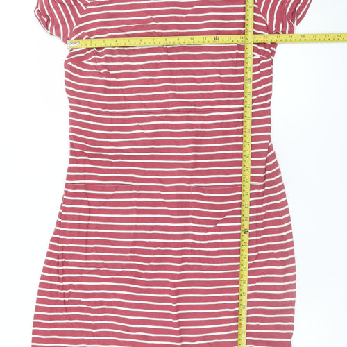 White Stuff Women Red Striped Cotton T-Shirt Dress Size 14