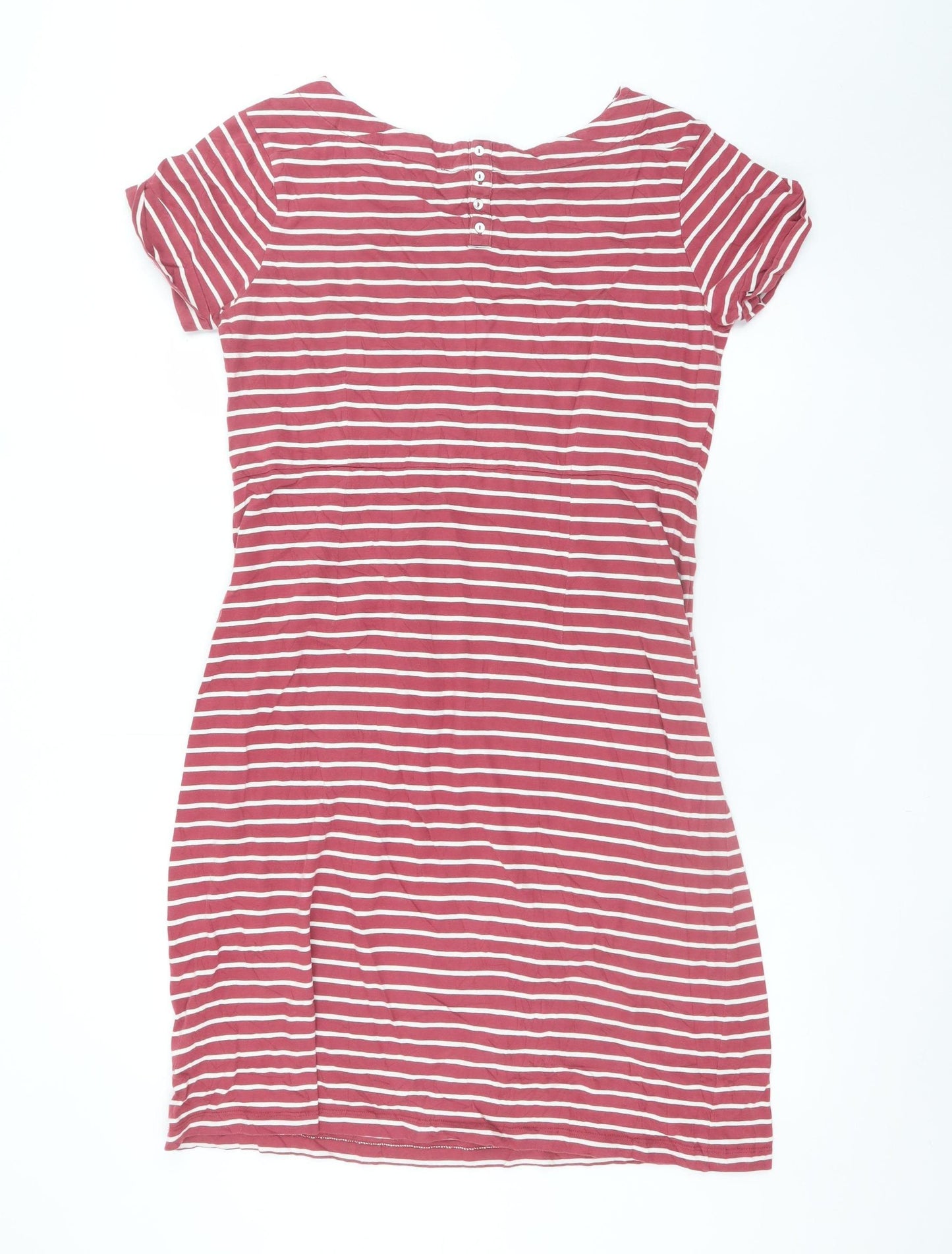 White Stuff Women Red Striped Cotton T-Shirt Dress Size 14