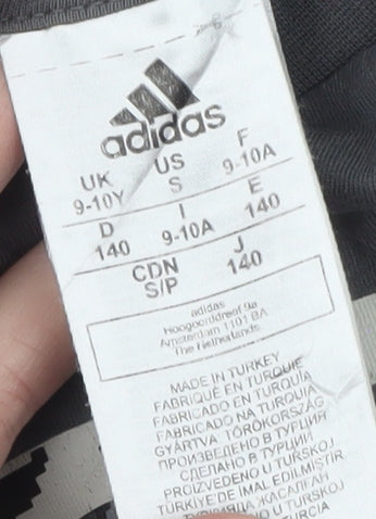 Adidas Boys Grey Camo Logo T-Shirt 9-10 Years Short Sleeve Cotton
