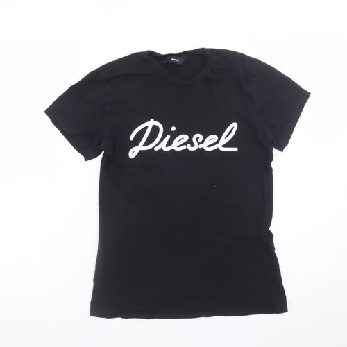 Diesel Men's Black Logo Cotton Crew Neck T-Shirt Size S