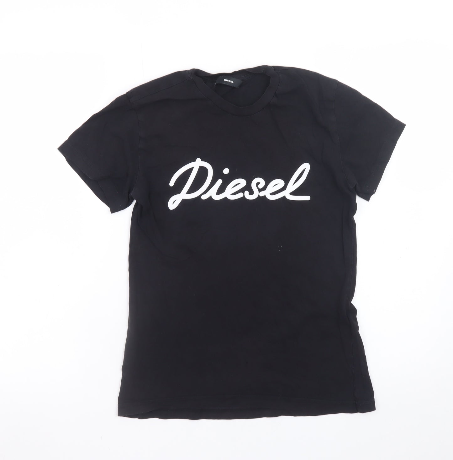 Diesel Men's Black Logo Cotton Crew Neck T-Shirt Size S
