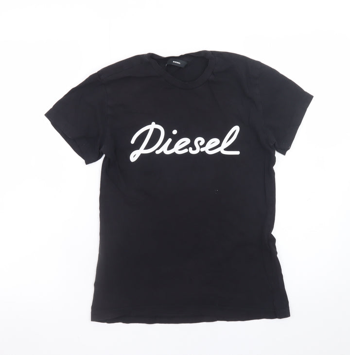 Diesel Men's Black Logo Cotton Crew Neck T-Shirt Size S
