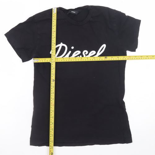 Diesel Men's Black Logo Cotton Crew Neck T-Shirt Size S