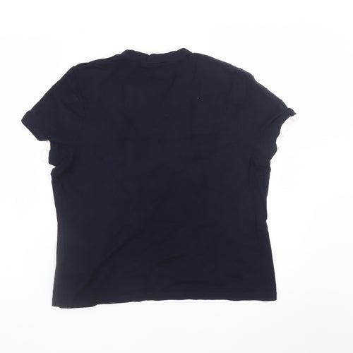 Precis Petite Women’s Blue Short Sleeve Tie Neck Blouse L