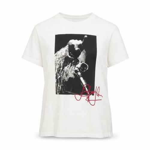 Bershka Women White Elton John Graphic T-Shirt Size S