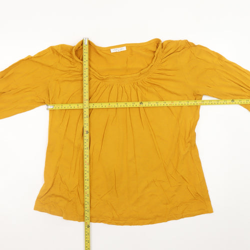 Thought Women's Yellow Tunic Blouse Size 16 Viscose Cotton 3/4 Sleeve
