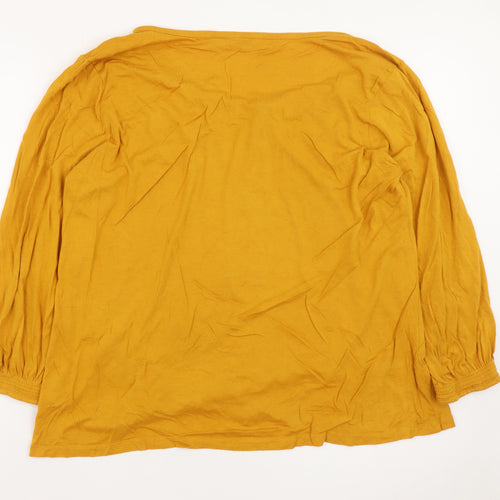 Thought Women's Yellow Tunic Blouse Size 16 Viscose Cotton 3/4 Sleeve