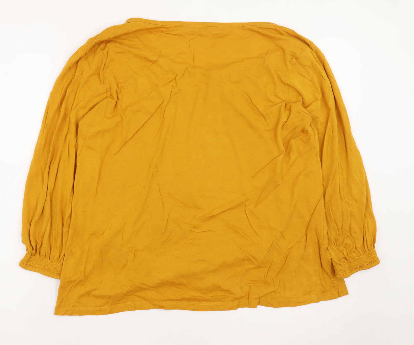 Thought Women's Yellow Tunic Blouse Size 16 Viscose Cotton 3/4 Sleeve