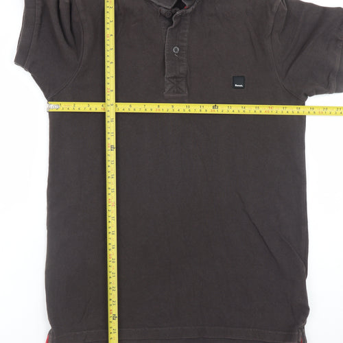 Bench Men's Brown Cotton Polo Shirt Size M Short Sleeve Logo