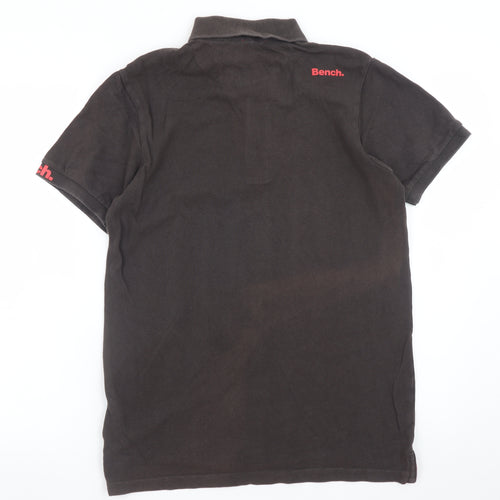 Bench Men's Brown Cotton Polo Shirt Size M Short Sleeve Logo