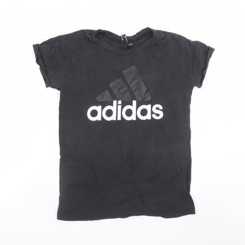 Adidas Men's Black Small Logo Crew Neck Cotton Sports T-Shirt