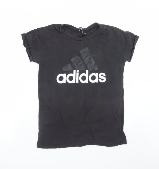 Adidas Men's Black Small Logo Crew Neck Cotton Sports T-Shirt