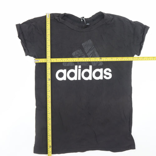 Adidas Men's Black Small Logo Crew Neck Cotton Sports T-Shirt