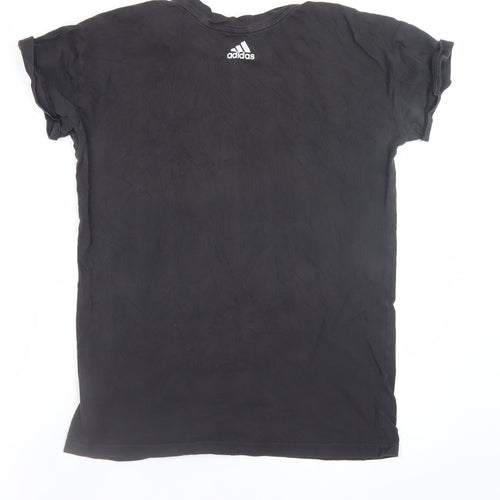 Adidas Men's Black Small Logo Crew Neck Cotton Sports T-Shirt