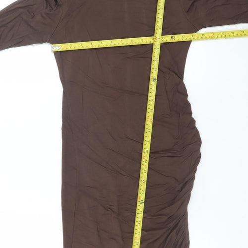 PrettyLittleThing Women Brown Size 8 Long Sleeve Bodycon Dress