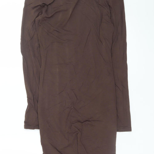 PrettyLittleThing Women Brown Size 8 Long Sleeve Bodycon Dress
