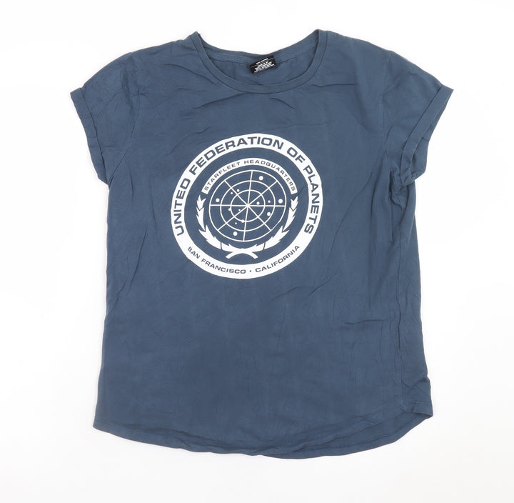 Last Exit To Nowhere Men’s Blue Star Trek Logo Cotton T-Shirt Size L