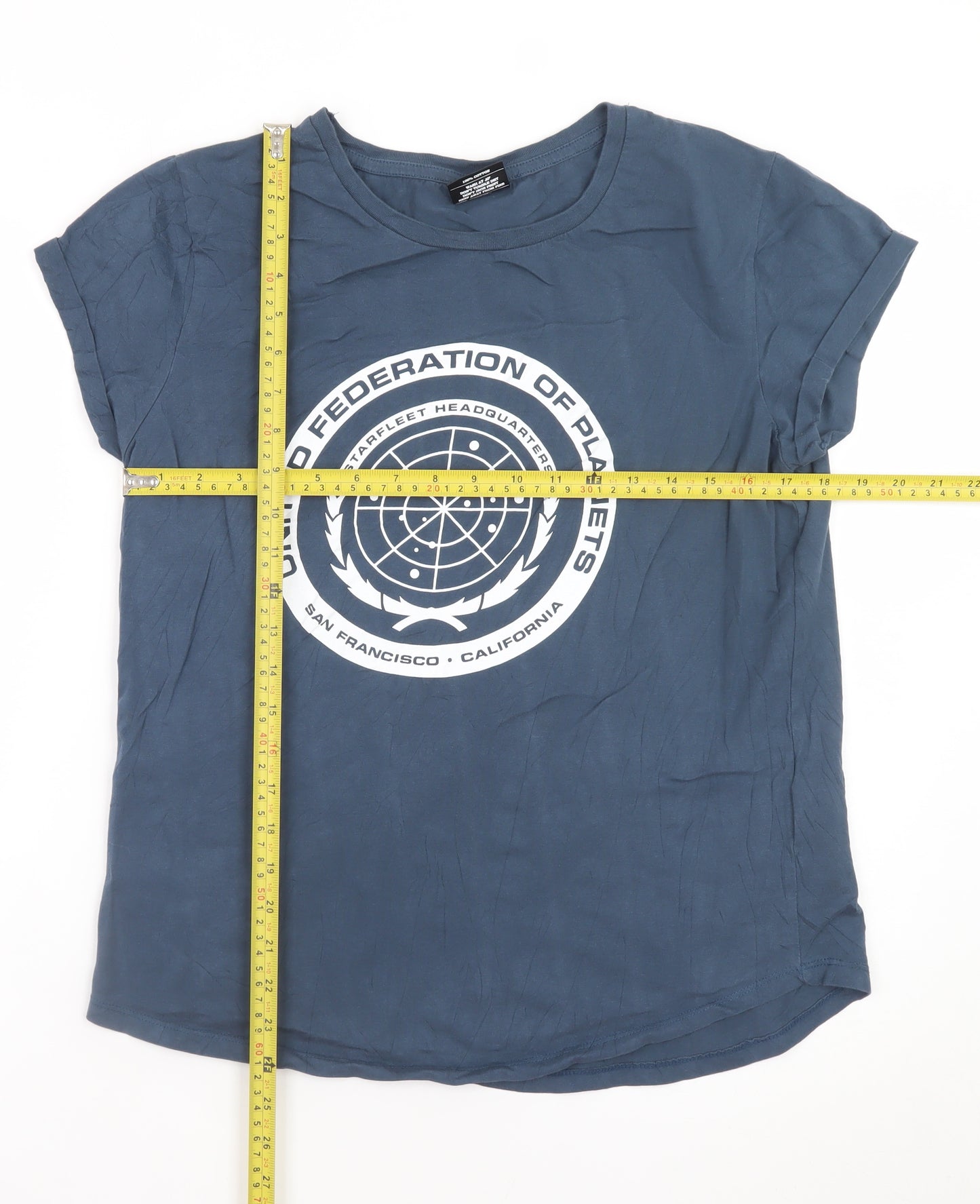 Last Exit To Nowhere Men’s Blue Star Trek Logo Cotton T-Shirt Size L