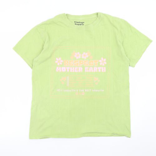 Vintage Supply Women’s Green 100% Cotton Graphic T-Shirt Size S