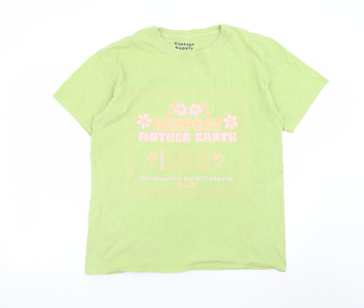 Vintage Supply Women’s Green 100% Cotton Graphic T-Shirt Size S