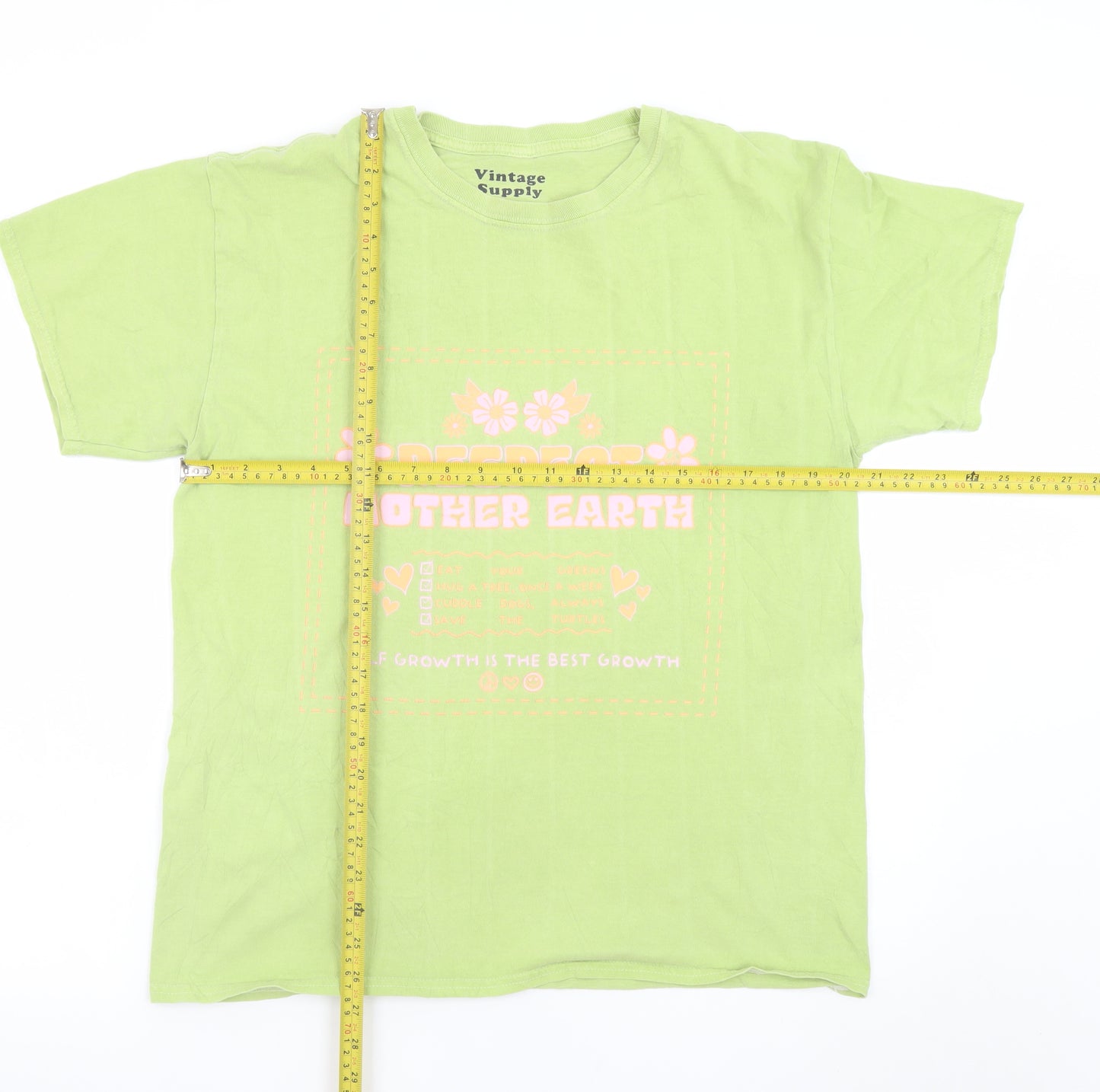 Vintage Supply Women’s Green 100% Cotton Graphic T-Shirt Size S