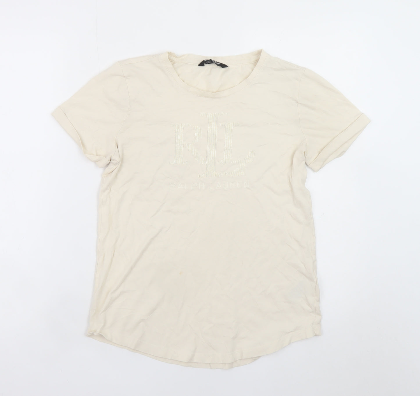 Ralph Lauren Women’s Beige Cotton Modal T-Shirt Size S