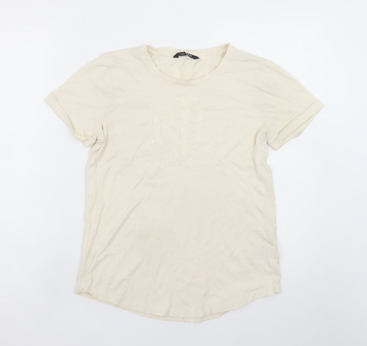 Ralph Lauren Women’s Beige Cotton Modal T-Shirt Size S