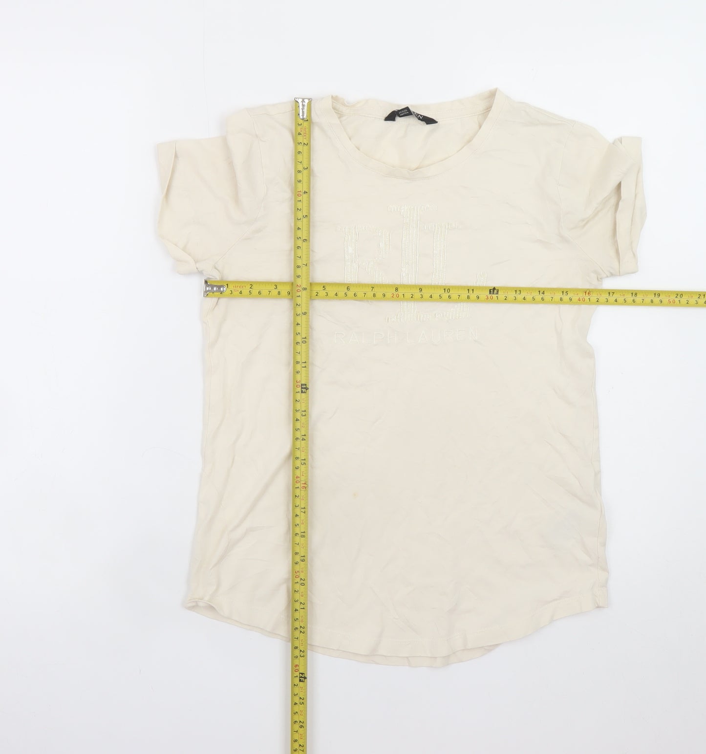 Ralph Lauren Women’s Beige Cotton Modal T-Shirt Size S