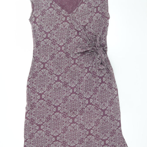 Nomads Women Purple Floral Cotton Wrap Dress Size 14