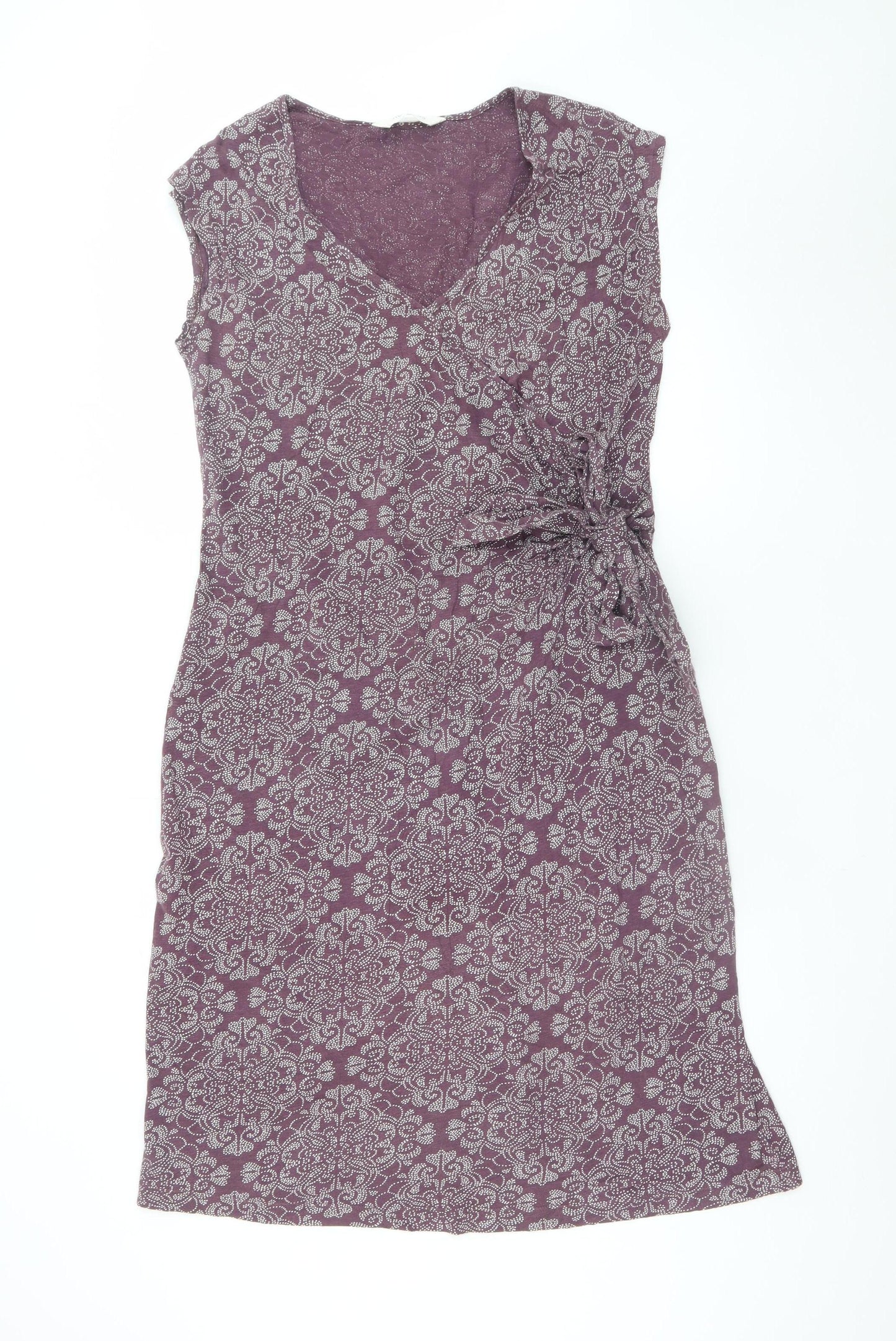 Nomads Women Purple Floral Cotton Wrap Dress Size 14