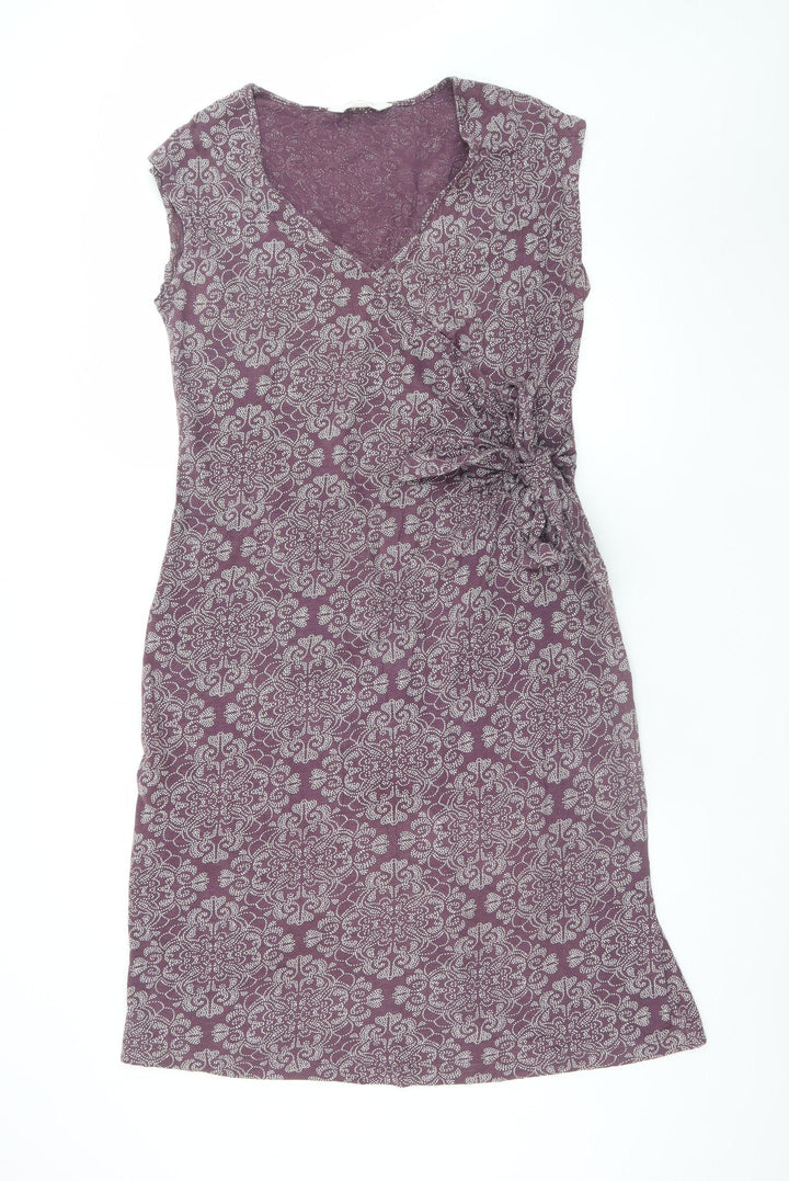 Nomads Women Purple Floral Cotton Wrap Dress Size 14
