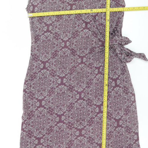Nomads Women Purple Floral Cotton Wrap Dress Size 14